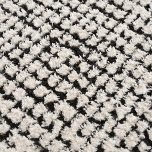 Hauteloom Keita Cream & Black Grid Plush Rug - 1 of 4