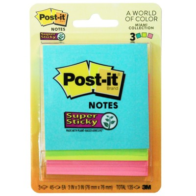 Post-It Super Sticky Notes, 3" x 3", Marrakesh Collection, 3 Pads/Pack (Pack of 6)