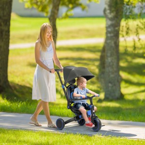3-in-1 Toddler Trike, Push Tricycle, & Balance Bike with Adjustable Settings-3irtyhousy - 1 of 4