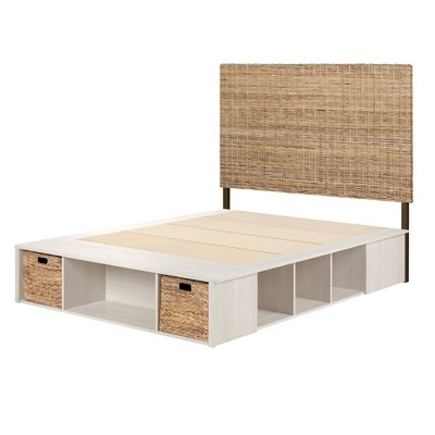 South Shore Avilla Full Bed And Headboard Set Winter Oak Laminated Particle Board Boho Style No Box Spring Required Target