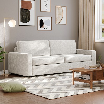 ATJafurn 88.6" Convertible Sleeper Sofa Bed, Modern Linen Fabric Pull Out Sleeper Couch Bed Space-Saving for Apartments, Living Room, Bedroom, Studio