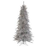 Northlight 7.5' Pre-Lit Silver Tinsel Pine Slim Artificial Christmas Tree - Clear Lights
