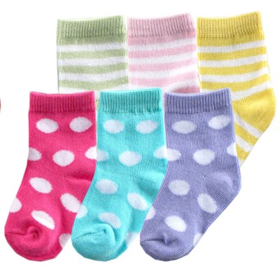 Luvable Friends Baby Girl Newborn And Baby Socks Set, Pink Purple, 6-12 ...