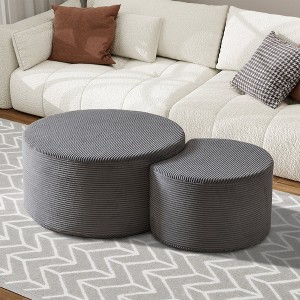 Aortzio Round Coffee Table Set of 2,Modern Upholstered Nesting Coffee Tables for Living Room - 1 of 4