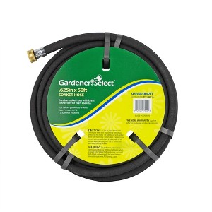 Gardener Select Durable Soaker Outdoor Rubber Hose W/Brass Connectors, Black, 5/8" By 50' - 1 of 1