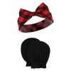 Hudson Baby Infant Girl Cotton Headband and Scratch Mitten Set, Buffalo Plaid Leopard, 0-6 Months - 3 of 4