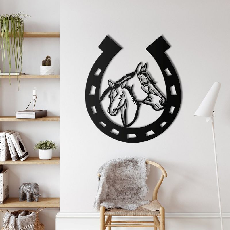 Sussexhome Horse Shoe Metal Wall Decor for Home and Outside - Wall-Mounted Geometric Wall Art Decor - Drop Shadow 3D Effect Wall Decoration, 1 of 4