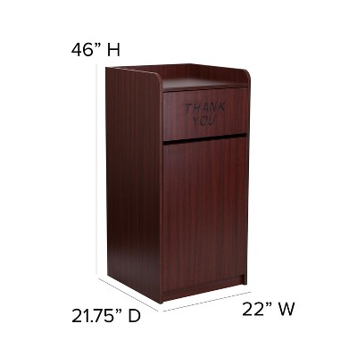 Mahogany Laminate Wood Commercial Grade Tray Top Trash Receptacle