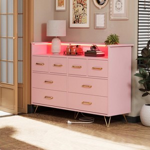 Garvee 8 Drawer Dresser with LED Lights & Charging Station - Modern Storage Organizer for Bedroom - 1 of 4