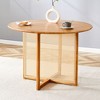 NicBex Modern 42" Round Wooden Coffee Table with Rattan Design for Living Room and Bedroom - 4 of 4