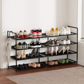 SUGIFT 4-Tier Shoe Rack Shoe Organizer with Shelves for Closet Entryway, Black