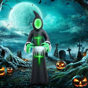 Whisen Inflatable Halloween Decoration Mirror Face Ghost, Blow Up Outdoor LED Yard Display, Waterproof - Black - 1 of 4