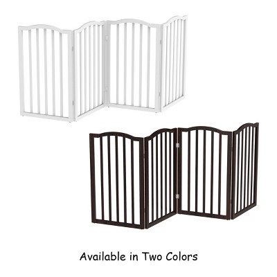 White 4-Panel Freestanding Metal Pet Gate for Stairs and Doorways