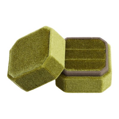 Unique Bargains Portable Double Slots Velvet Jewelry Ring Box for Proposal Engagement Wedding