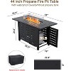 44 in. 48000 BTU Outdoor Propane Fire Pit Table with Ignition System, Glass Rocks Rain Cover, Wind Guard Glass Included for Patio Backyard - 2 of 4