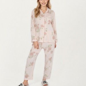 Anna-Kaci Lounge Women's 2-Piece Set Long Sleeve Button Front Pajama Top with Matching Relaxed Fit Pants Floral Print Sleepwear - 1 of 4