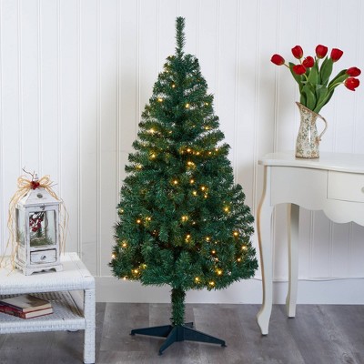 4ft Pre-Lit Northern Tip Pine Artificial Christmas Tree with Clear LED Lights