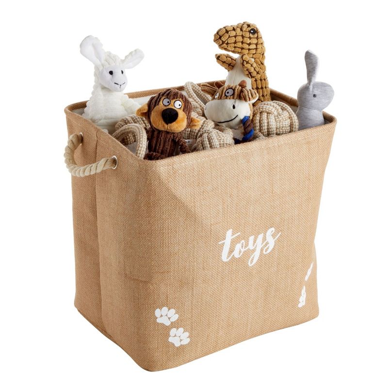 Juvale Pet Toy Storage Basket with Handles, Foldable Jute Bin (15 x 12 x 14 Inches), 3 of 10