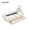 Twin/Full Size Velvet Platform Bed with Rabbit-Shaped Headboard, Drawers and Bed-End Storage Pocket 4W - ModernLuxe - 3 of 4