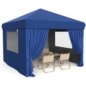 10x10 Pop Up Canopy with Removable 4 Sidewalls - Easy Up Camping Tent with One Button Push Setup for Deck, Garden, Sports, Beach, Party - 1 of 4