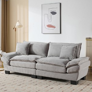 EHMKNP Comfy Corduroy Sofa Sleeper Couch – Loveseat with Pillows, Deep Seat Upholstered Sofa for Living Room, Bedroom, Apartment, or Office - 1 of 4