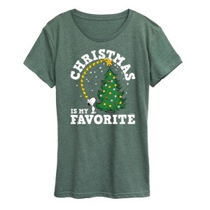 Women's - Peanuts - Christmas Is My Favorite Short Sleeve Graphic T-Shirt - 1 of 4