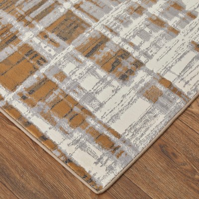 Clio Blue and Orange Abstract Rectangular Area Rug