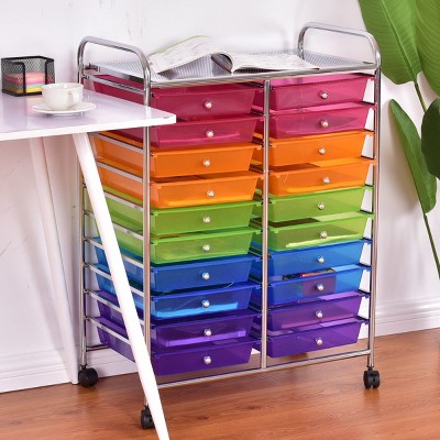 Seville Classics 15-Drawer Organizer Cart in Pearlescent Multi-Color WEB908  - The Home Depot