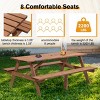 Wooden Picnic Table,Outdoor Camping Dining Table With 2 Seats,2 Built-in Benches,Patio Dining Set -Maison Boucle - 3 of 4