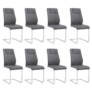 Set of 8 Faux Leather Dining Chairs with High Back and Chrome Legs,Modern Upholstered Chairs for Living Room-The Pop Home - 1 of 4