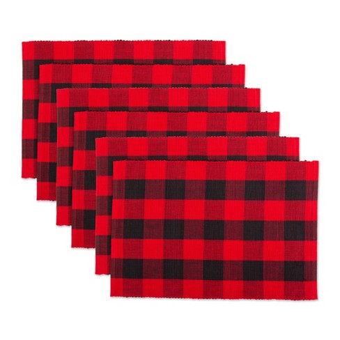 Design Imports Tango Red/Black Buffalo Check Ribbed Placemat Set/6 - image 1 of 4