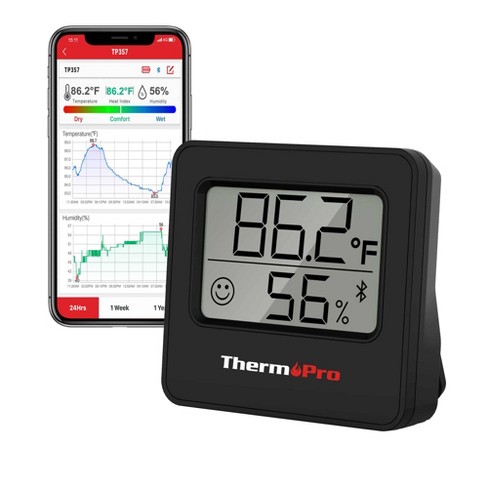 Thermopro Tp357w Smart Digital Indoor Thermometer Humidity Monitor Of  260ft, Bluetooth Thermometer Hygrometer For Ios And Android : Target