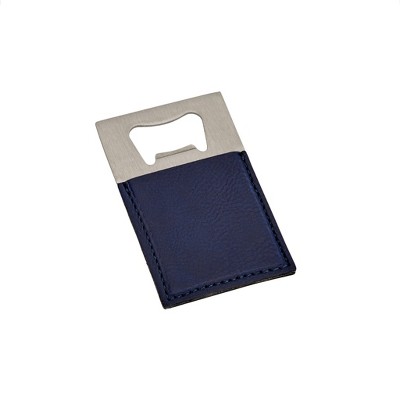 Slickblue 3.5" Leatherette & Stainless Steel Bottle Opener, Available in Navy, Black, Grey & Caramel