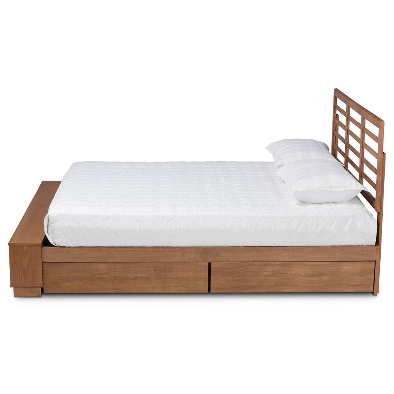Full 4 Drawer Milana Modern Wood Platform Storage Bed Walnut/Brown - Baxton Studio, 4 of 13