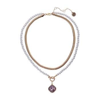 Isaac Mizrahi New York 2 Row Chain and Beaded Pearl Necklace