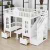 Twin Over Twin Convertible Loft Bed with Table and Benches, Playhouse Design, Solid Wood Frame, for Kids Bedroom - 2 of 4