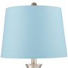 360 Lighting Simon Modern Table Lamps 25 1/2" High Set of 2 Brushed Nickel with USB Charging Port Blue Hardback Drum Shade for Bedroom Nightstand Desk - 2 of 4