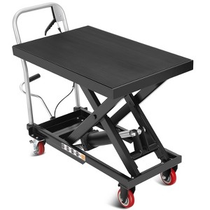 Hydraulic Lift Table Heavy Duty - 500 Lbs Capacity 28.5" Single Scissor Cart with Anti-Slip Pad & 4 Wheels for Warehouse/Workshop, Black - 1 of 4