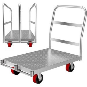 2-in-1 All Steel Heavy Duty Sheet Metal Trolley with 1 Front Handrail and 2 Side Handrails, 2000 lb Drywall Cart with Rubber Swivel Casters - 1 of 4