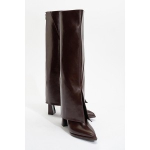 Aja - Burgundy Block Heel Convertible Knee High Boot (Women) | Prologue Shoes - 1 of 4