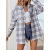 Womens Fashion Plaid Flannel Jacket Casual Long Sleeve Button Collared Neck Oversized Shirts - 2 of 4