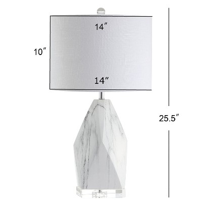 Oslo 25.5" White Ceramic Marble Crystal LED Table Lamp
