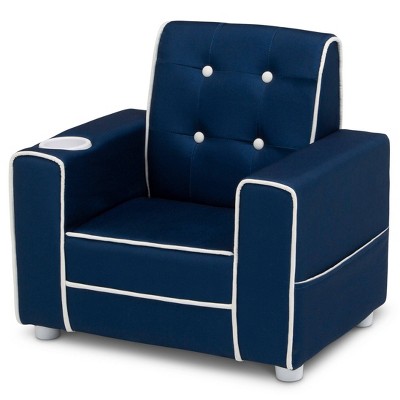 Navy Spot 22'' Velvet Upholstered Kids Chair with Cup Holder