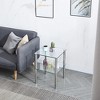 FONTOI Modern Two Tier End Table for Living Room and Bedroom with Tempered Glass Shelves and Elegant Minimalist Design, Clear, 23.62"*20.08"*5.71" - 3 of 4