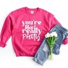 Simply Sage Market Women's Graphic Sweatshirt You're Like Really Pretty Hearts - 3 of 3