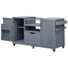 Rolling Kitchen Cart With Big Green Egg Grills And Drawer,Solid Wood Kitchen Island Cart With Grill With Stainless Steel Top -Maison Boucle - 4 of 4