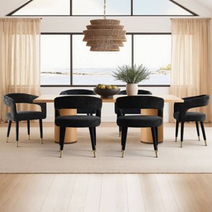 Modern Upholstered Dining Chairs Set of 6, Cushioned Seat with Armrest, Metal Legs, Dining Room and Kitchen Chairs-Maison Boucle - 1 of 4