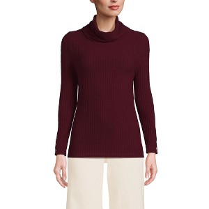 Lands' End Women's Long Sleeve Wide Rib Turtleneck - 1 of 3