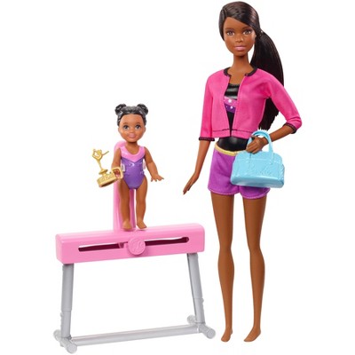 barbie careers brunette gymnastics coach doll and playset