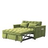 3-in-1 Velvet Sleeper Sofa with Convertible Sofa, 3-Position Adjustable Backrest, 2-Seater Sectional, Two Side Pockets, 2 Pillows - 3 of 4